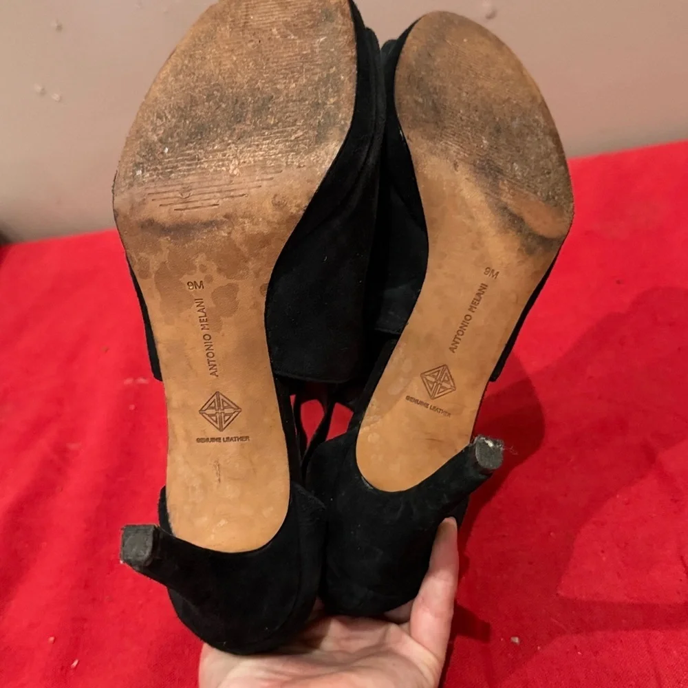 ANTONIO MELANI Black Open-Toe Heels
